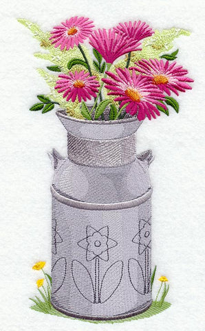 Gerbera Daisies in Milk Can