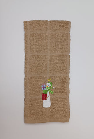 Kitchen Towel - Snowman With Gifts