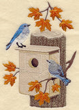 Autumn Birdhouse with Mountain Bluebirds