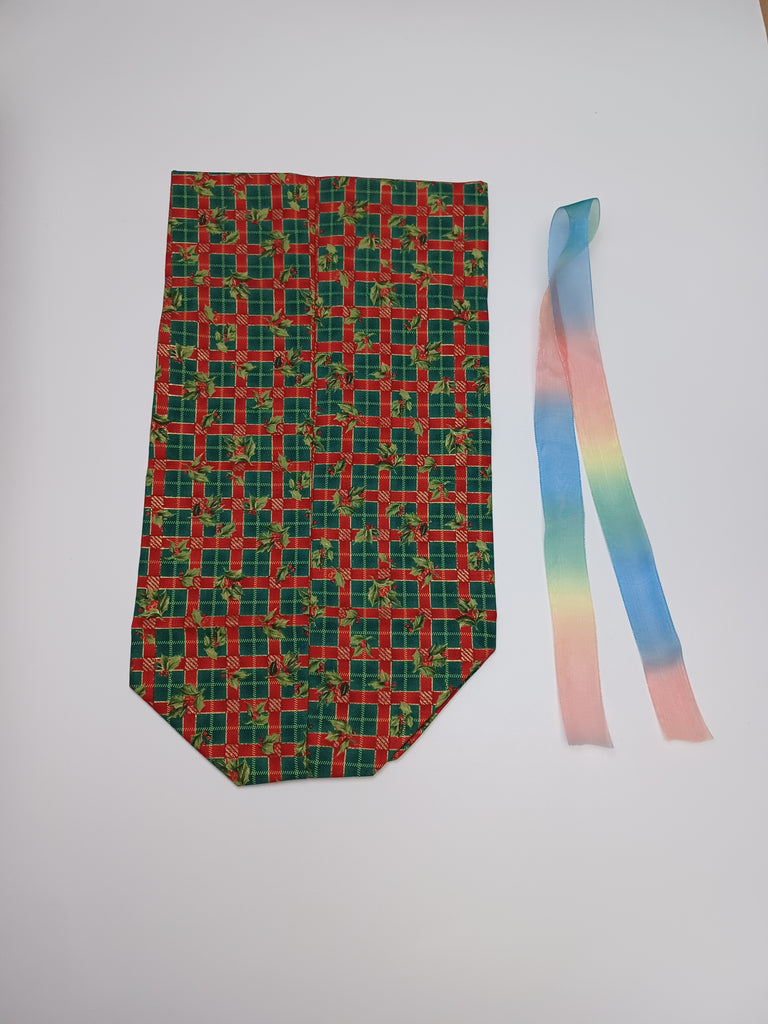Bottle Bag - Holly With Multi Color Sheer Ribbon
