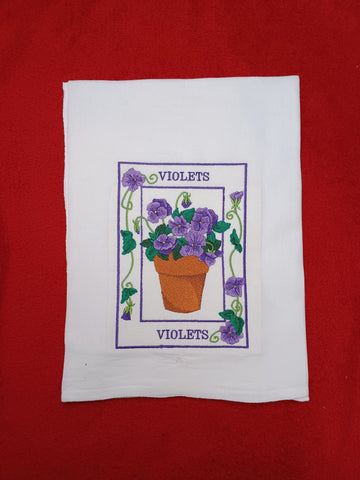 Flour Sack Towel - Potted Violets Medley