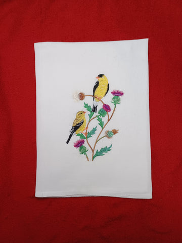 Flour Sack Towel - Seasonal Birds - Spring goldfinches