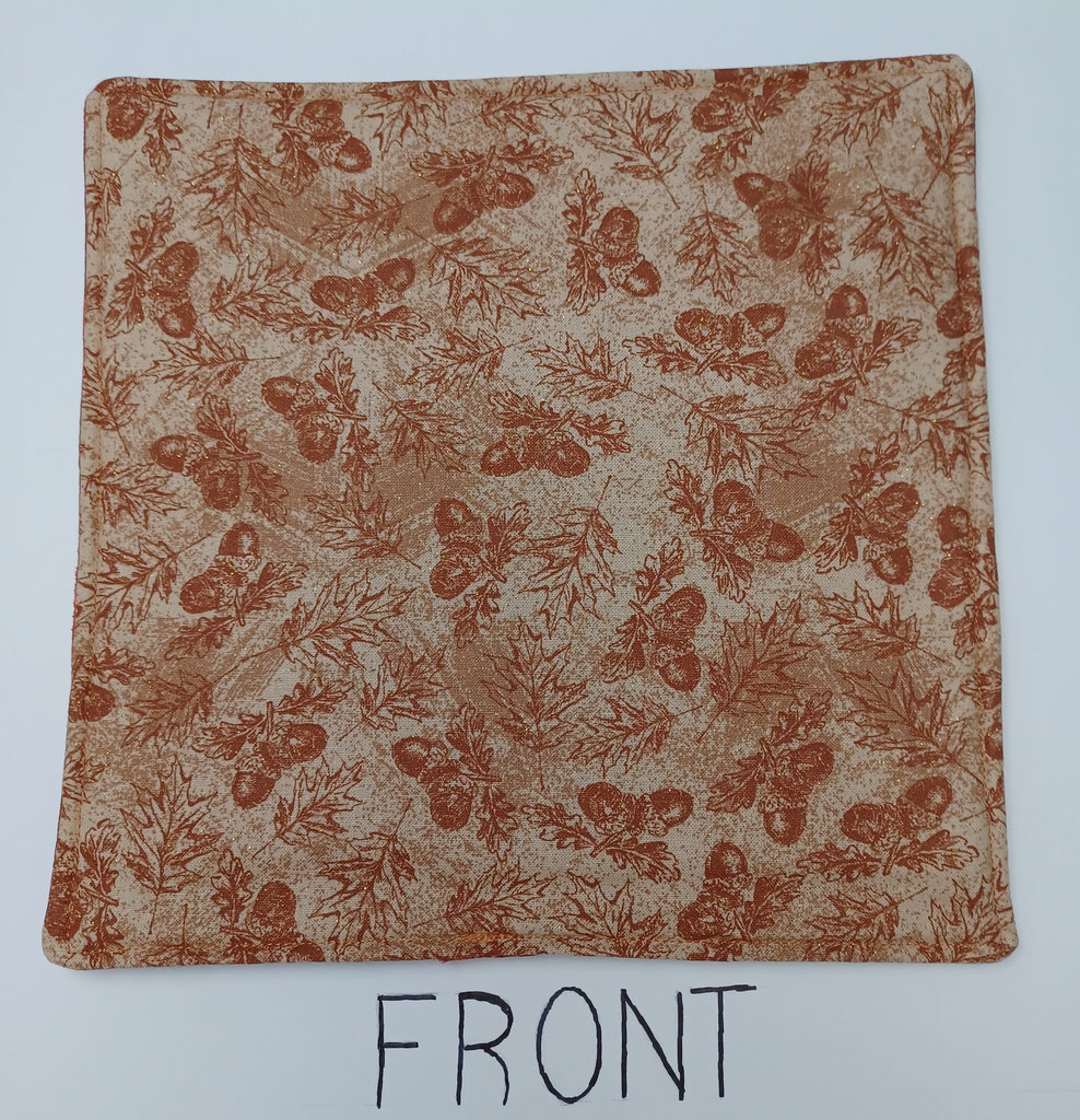 Hot Pad - Brown Acorns And Fall Stripes