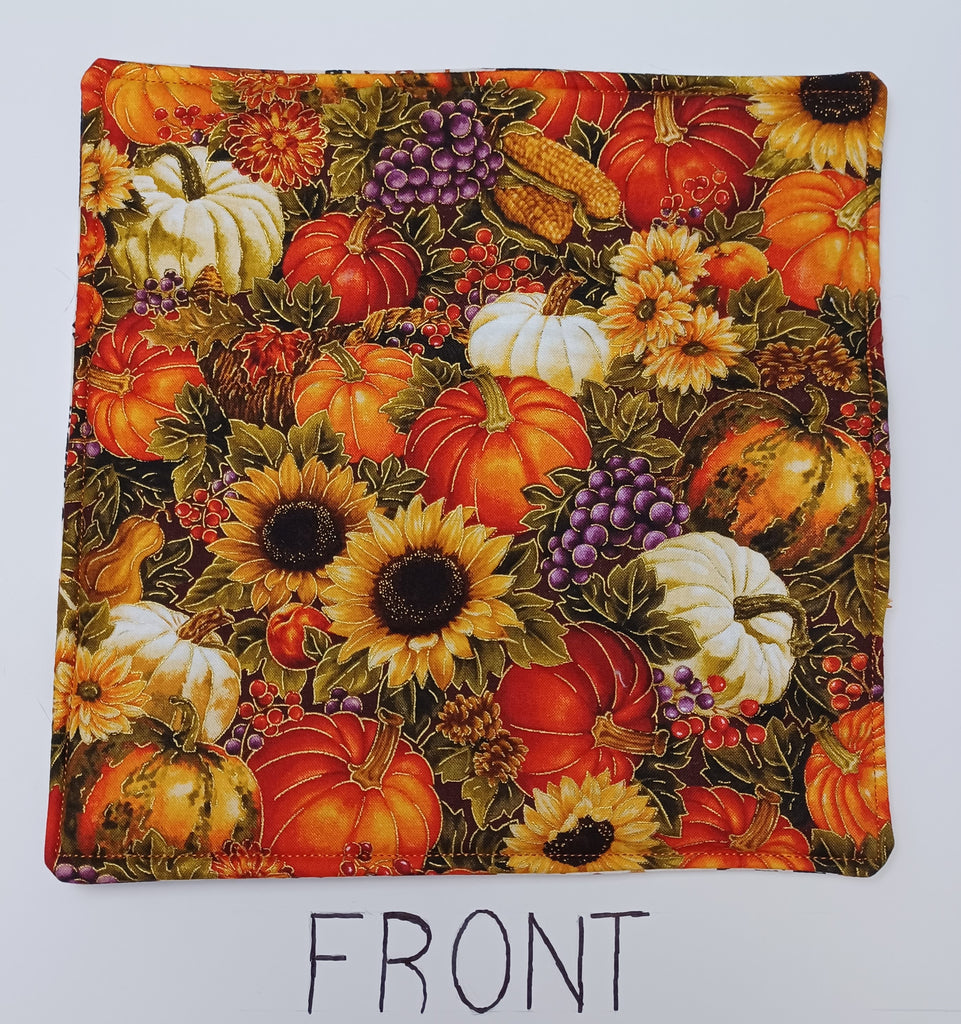 Hot Pad - Pumpkins With Flowers And Gobble Til' You Wobble