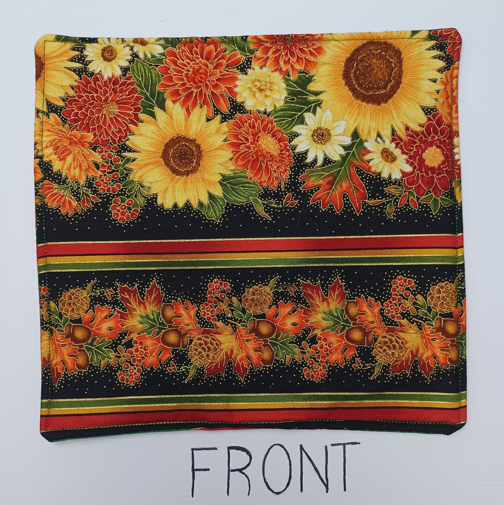 Hot Pad - Sunflowers With Stripes And Christmas Stripes