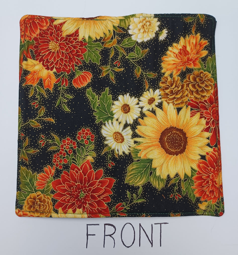 Hot Pad - Sunflowers And Christmas Stripes
