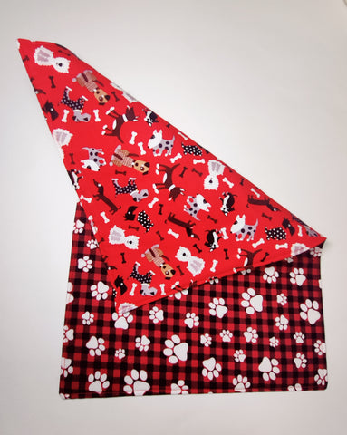 Placemat - Dog- Red multiple  and Paw Print ( R & B )