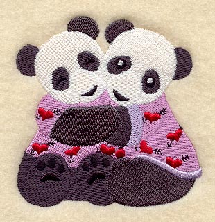 Pandas in Valentine Pajamas