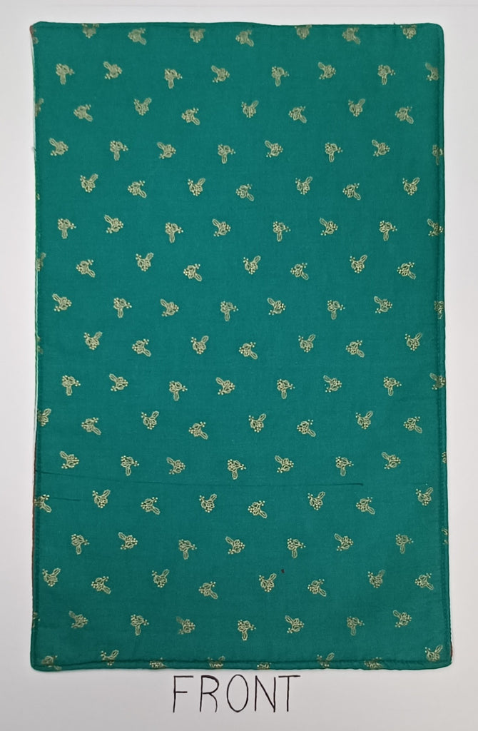 Placemat - Gold Holly Green Material and Christmas Stripes