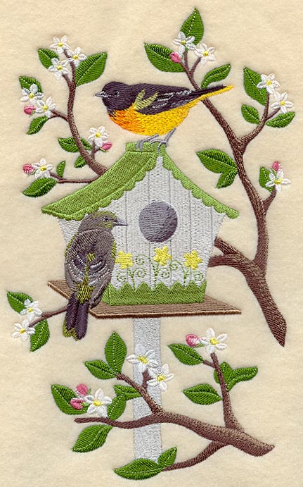 Spring Birdhouse with Orioles