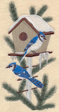 Winter Birdhouse with Blue Jays